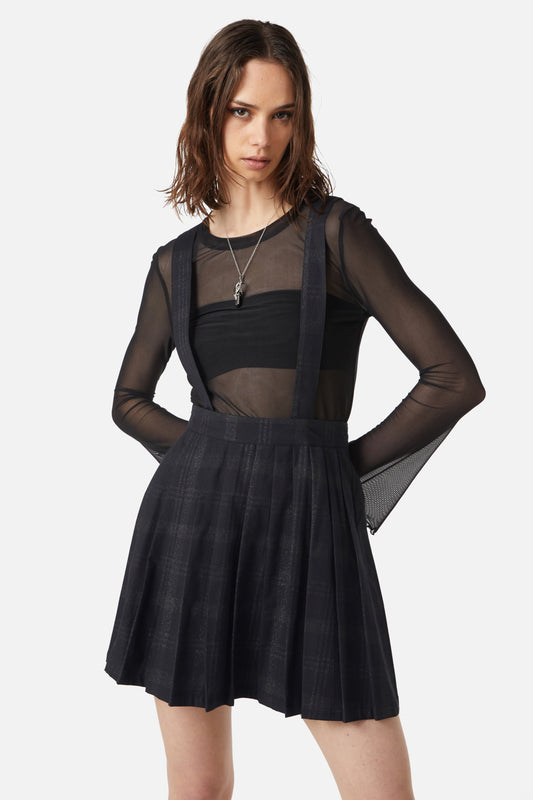 Dangerfield - High Society Pleated Tartan Skirt - black