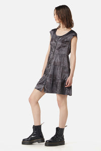 Dangerfield - Ruined Mansion Satin Brocade Dress - black-grey