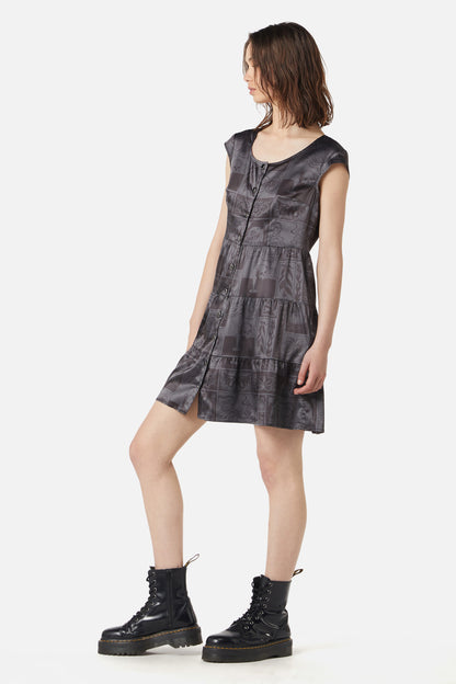 Dangerfield - Ruined Mansion Satin Brocade Dress - black-grey