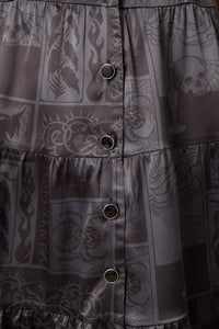 Dangerfield - Ruined Mansion Satin Brocade Dress - black-grey