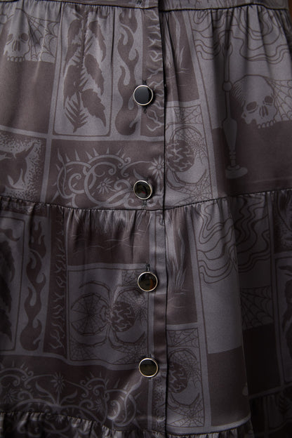 Dangerfield - Ruined Mansion Satin Brocade Dress - black-grey