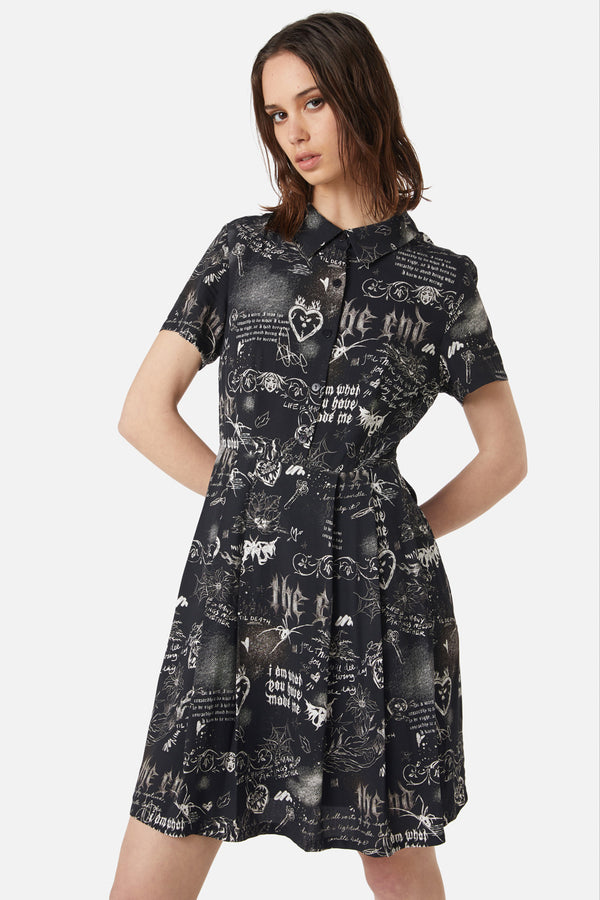 Dangerfield - Lover's Departure Printed Dress - black