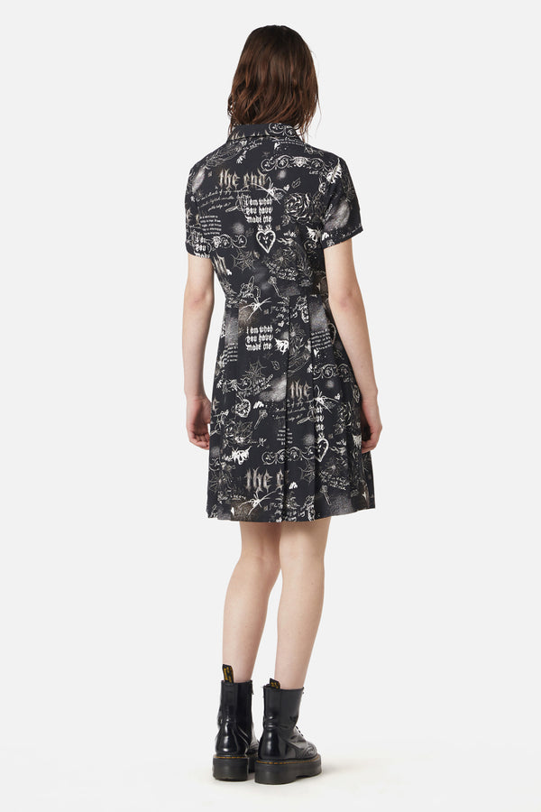 Dangerfield - Lover's Departure Printed Dress - black