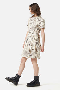 Dangerfield - Lover's Departure Printed Dress - cream