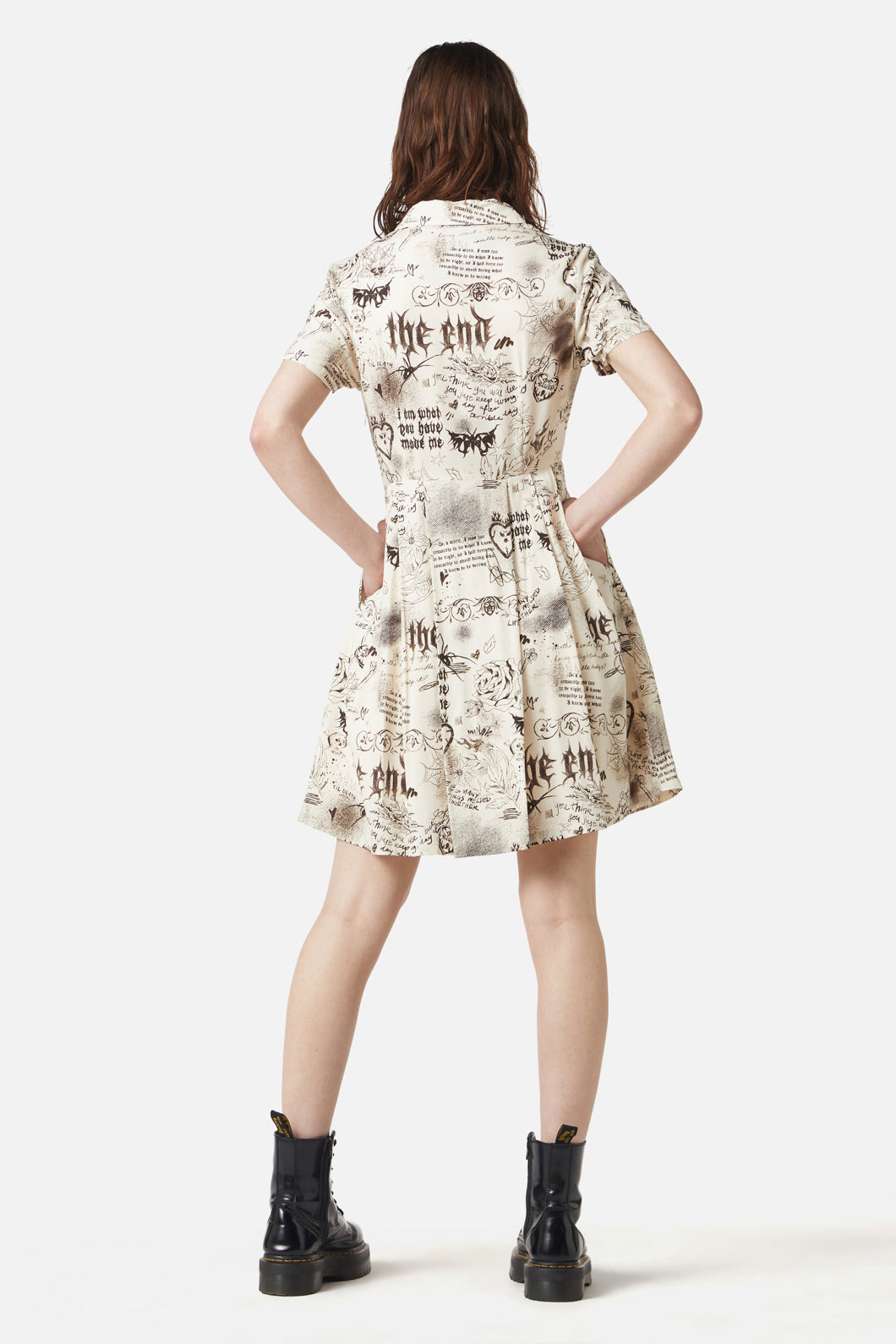 Dangerfield - Lover's Departure Printed Dress - cream