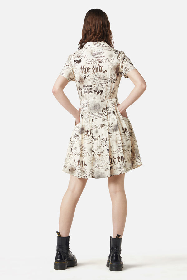 Dangerfield - Lover's Departure Printed Dress - cream