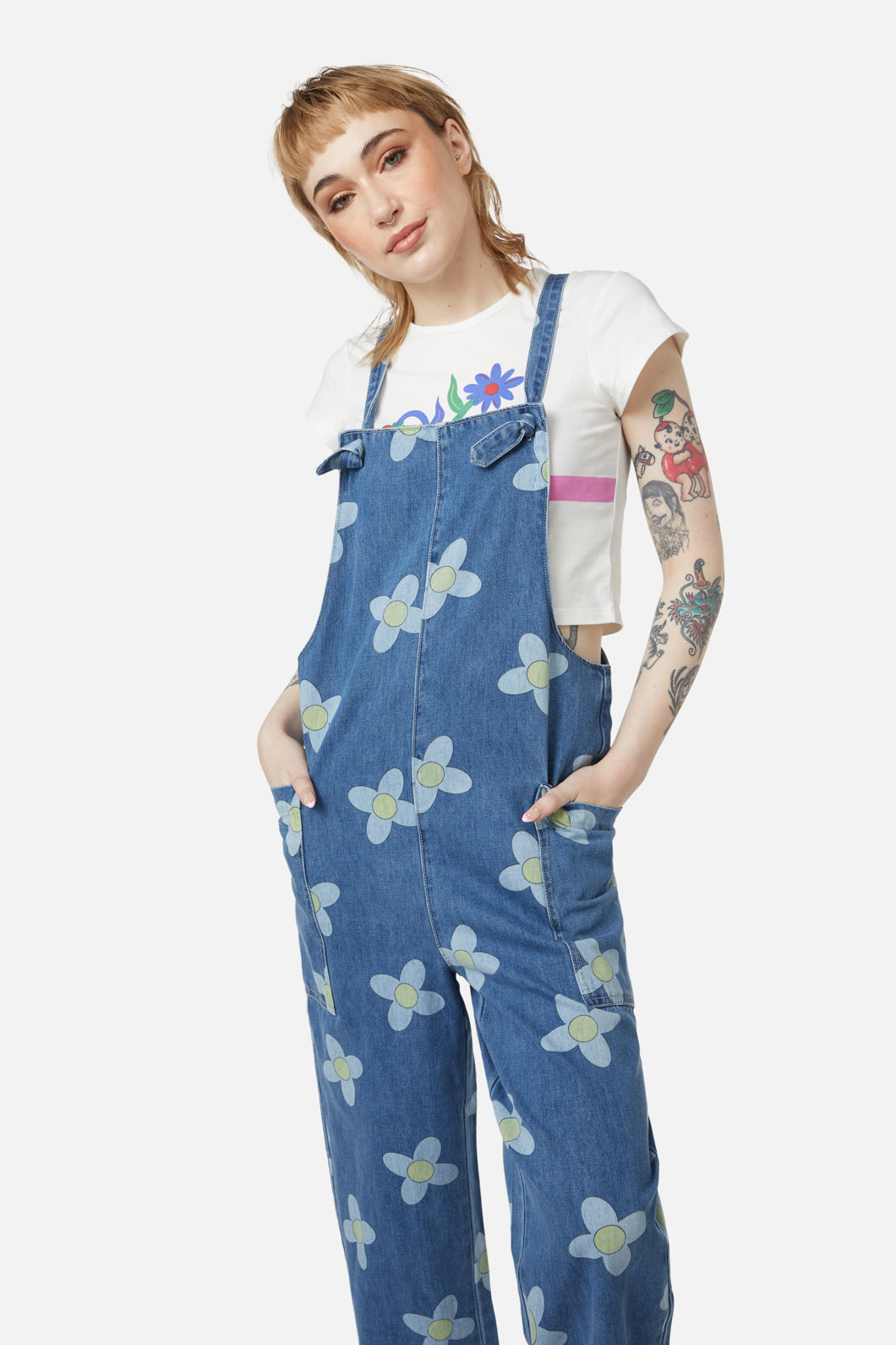 Rialto jean project on sale floral painted overalls