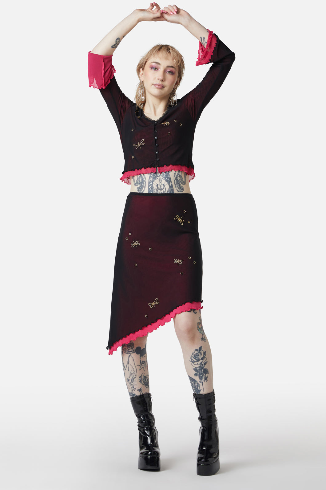 Dangerfield - Dragonfly Skirt - black-pink