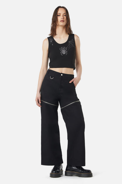 Dangerfield - Cobweb Embroidered Tank - black