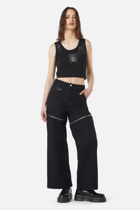 Dangerfield - Cobweb Embroidered Tank - black