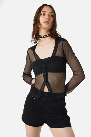 Dangerfield - Industrial Hybrid Mesh Blouse - black