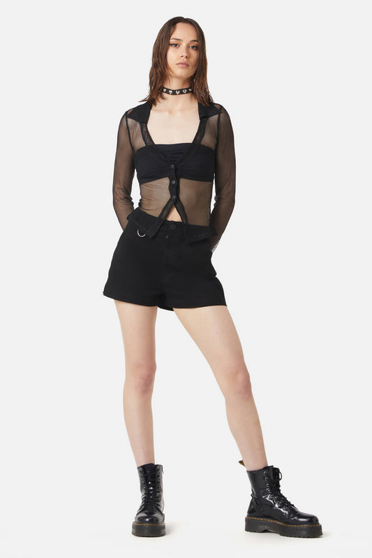 Dangerfield - Industrial Hybrid Mesh Blouse - black