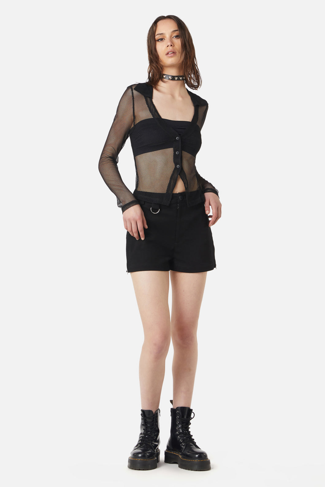 Dangerfield - Industrial Hybrid Mesh Blouse - black
