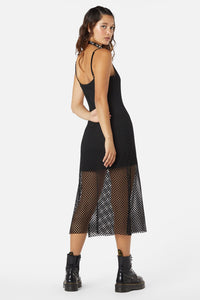Dangerfield - Wounded Wide Mesh Midi Dress - black