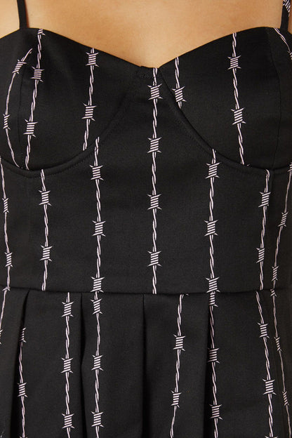 Dangerfield - Barb Wire Bustier Pleated Dress - black