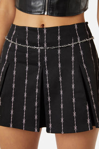 Dangerfield - Barbed Wire Inverted Pleat Skort - black