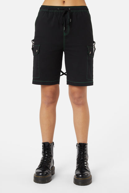 Dangerfield - The End Contrast Stitch Drill Short - black