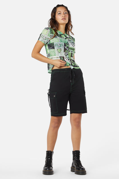 Dangerfield - The End Contrast Stitch Drill Short - black
