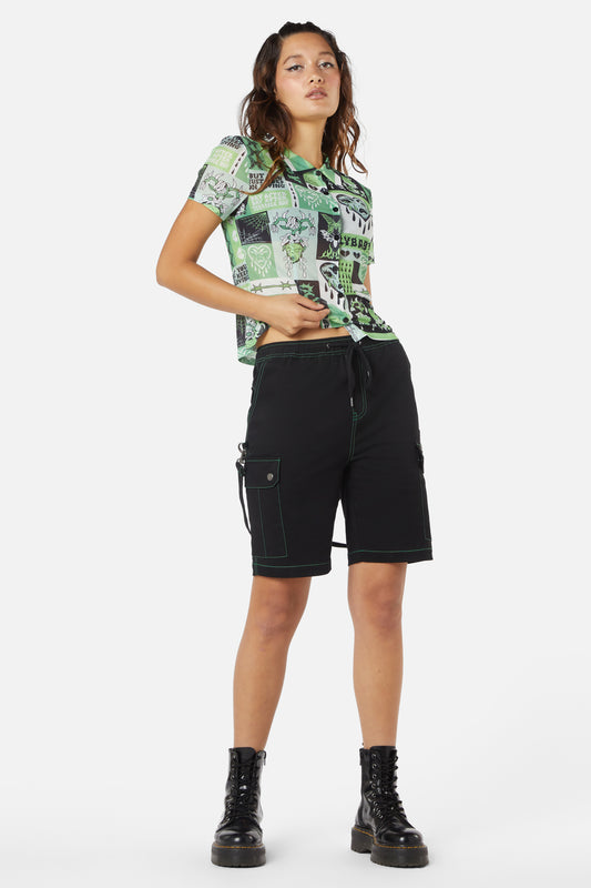 Dangerfield - The End Contrast Stitch Drill Short - black