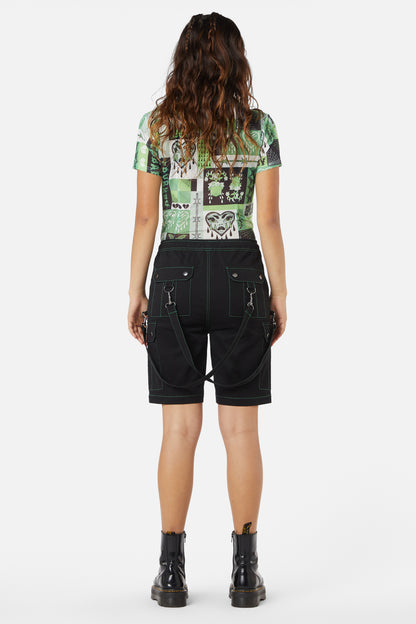 Dangerfield - The End Contrast Stitch Drill Short - black