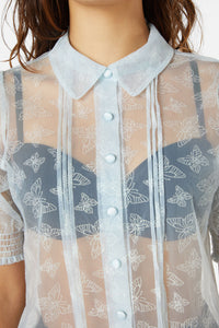 Dangerfield - Butterflies On The Wall Mesh Blouse - blue