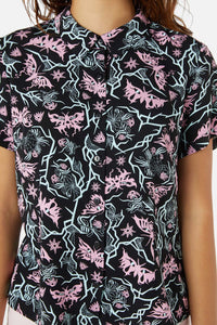 Dangerfield - To The Butterflies Printed Blouse - black-pink-blue