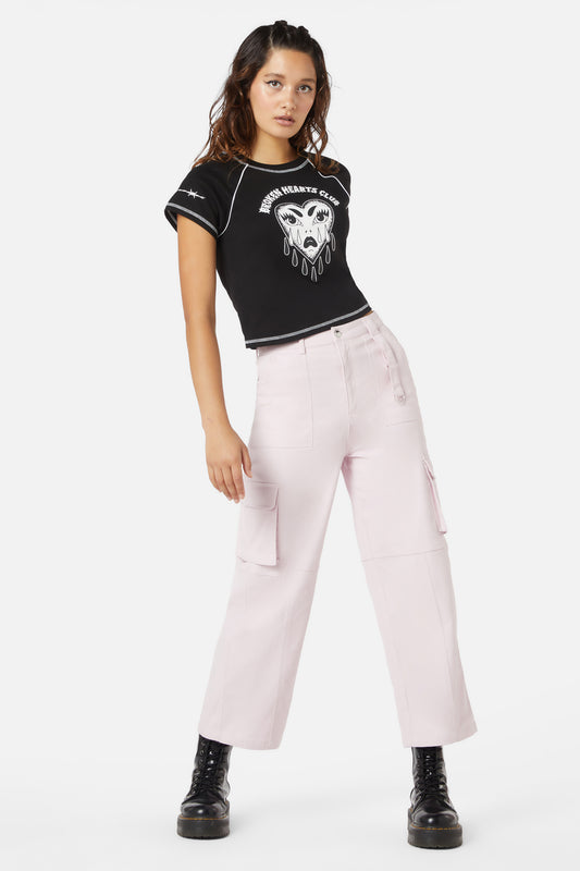 Dangerfield - Broken Hearts Crop Raglan - black