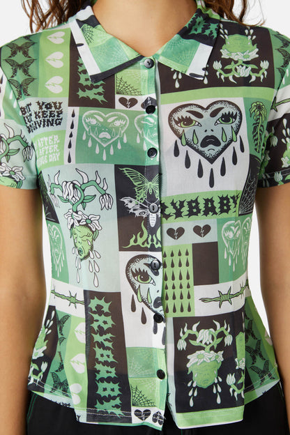 Dangerfield - Cry Baby Mesh Blouse - multi