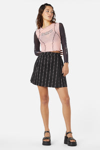 Dangerfield - Barbed Wire Pleated Slider Skirt - black