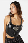 Dangerfield - Butterfly Clasp PU Corset - black