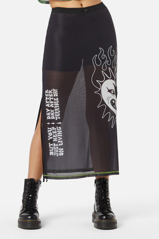 Dangerfield - The End Mesh Drawstring Skirt - black