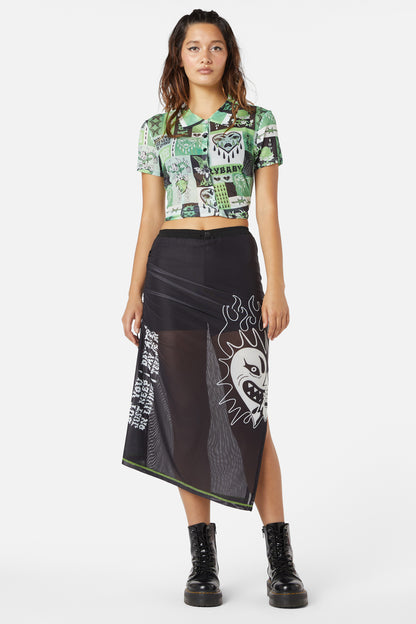 Dangerfield - The End Mesh Drawstring Skirt - black