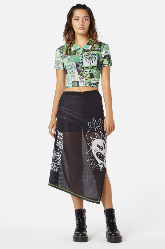 Dangerfield - The End Mesh Drawstring Skirt - black