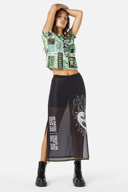 Dangerfield - The End Mesh Drawstring Skirt - black