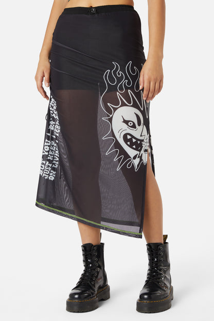 Dangerfield - The End Mesh Drawstring Skirt - black