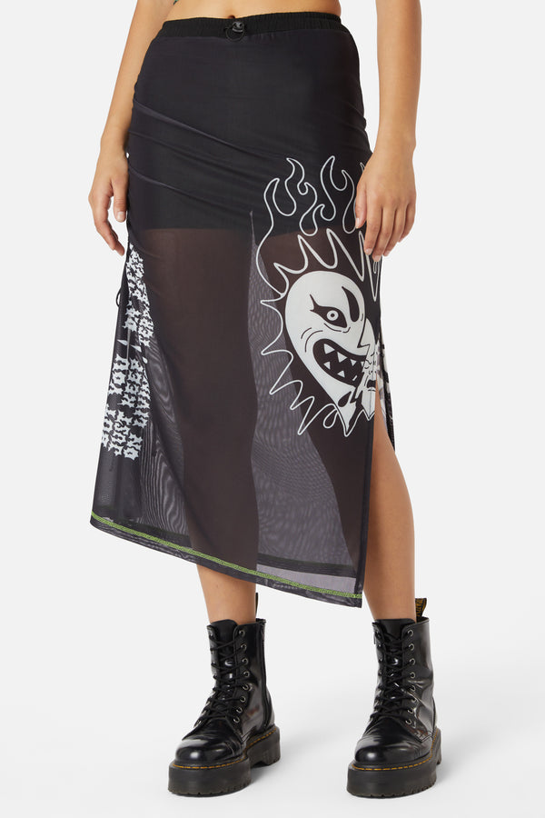 Dangerfield - The End Mesh Drawstring Skirt - black