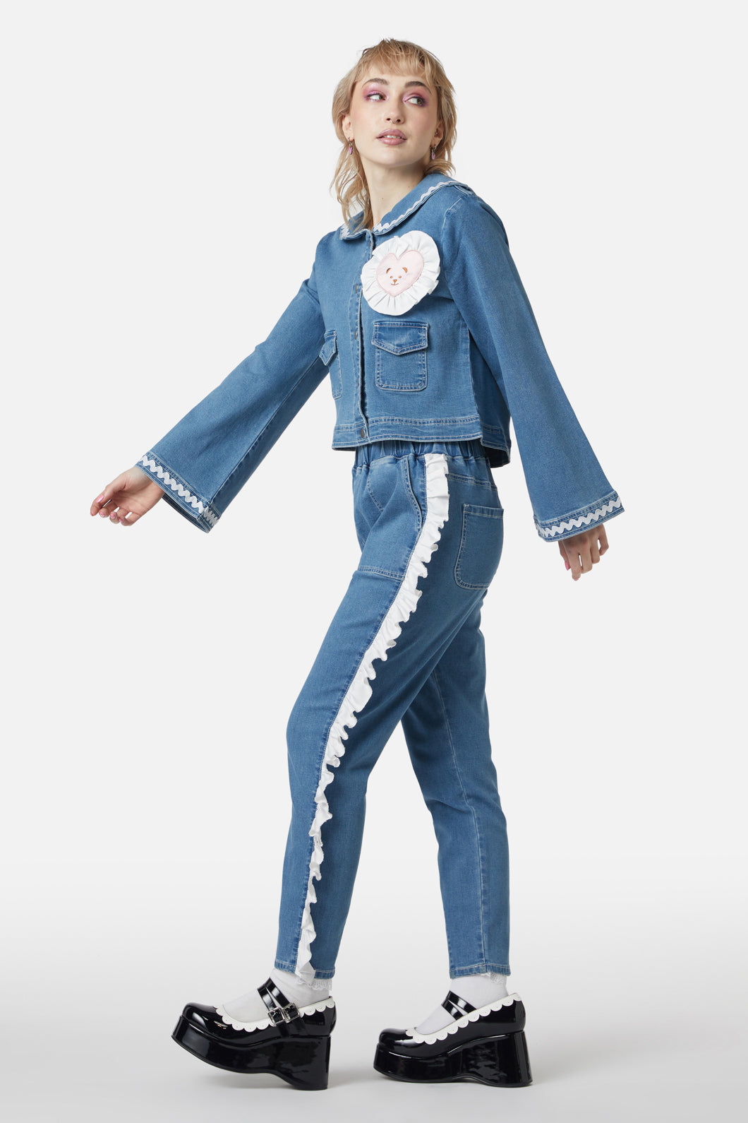 Dangerfield - Sailor Teddy Denim Jacket - denim-blue