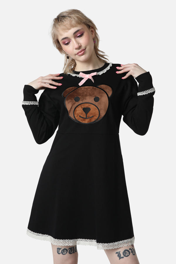 Dangerfield - Teddy Lace Jersey Dress - black