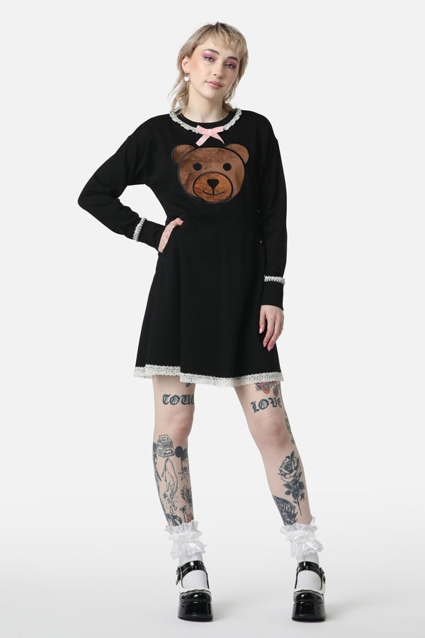 Dangerfield - Teddy Lace Jersey Dress - black