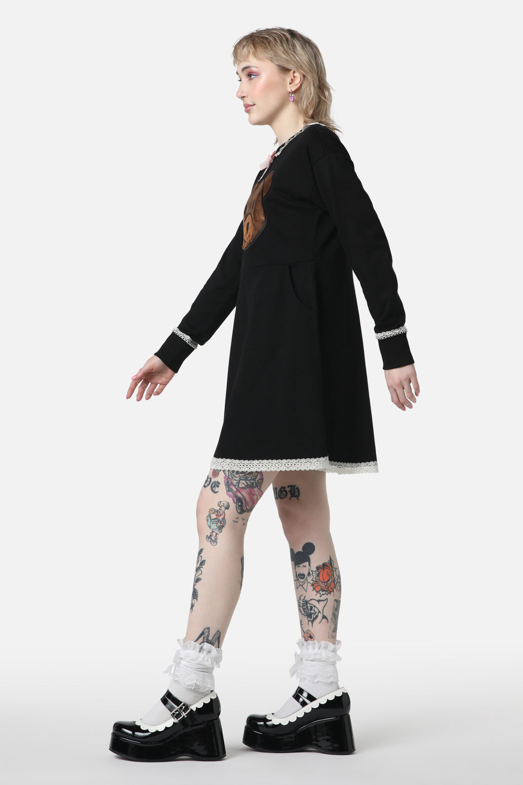 Dangerfield - Teddy Lace Jersey Dress - black