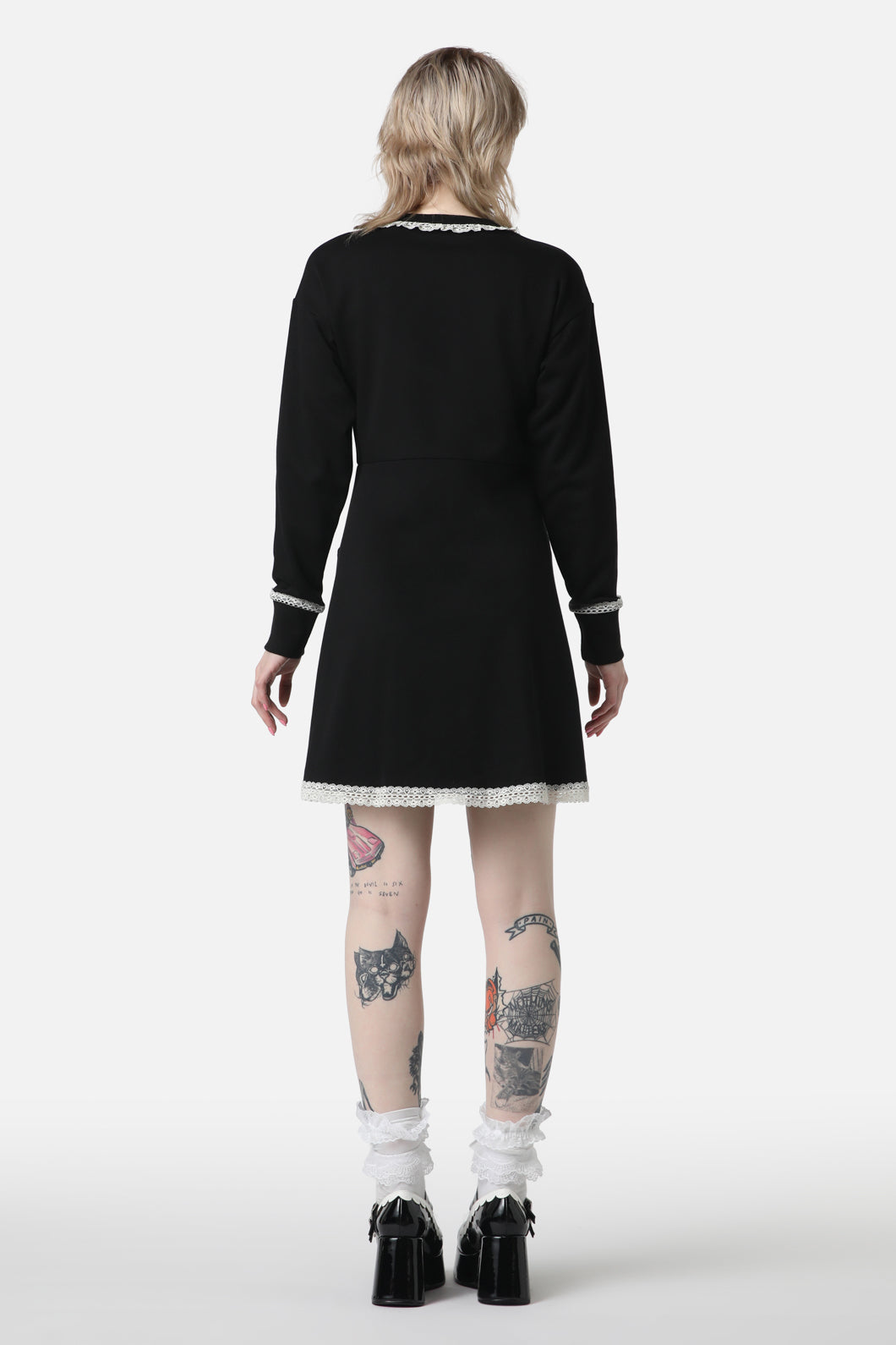 Dangerfield - Teddy Lace Jersey Dress - black