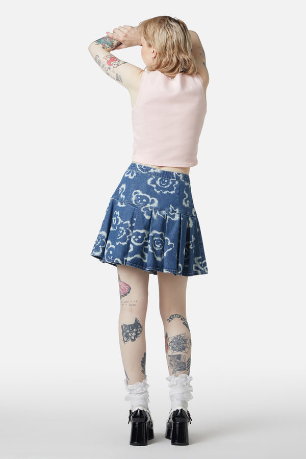 Dangerfield - White Out Denim Skirt - denim-blue