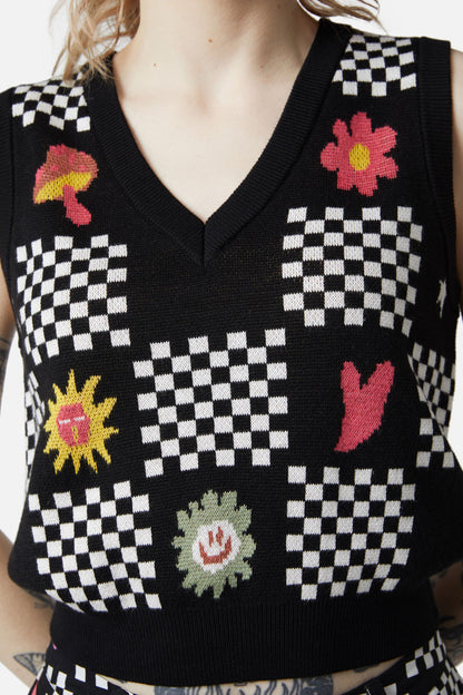 Dangerfield - Chess At Picnic Vest - black
