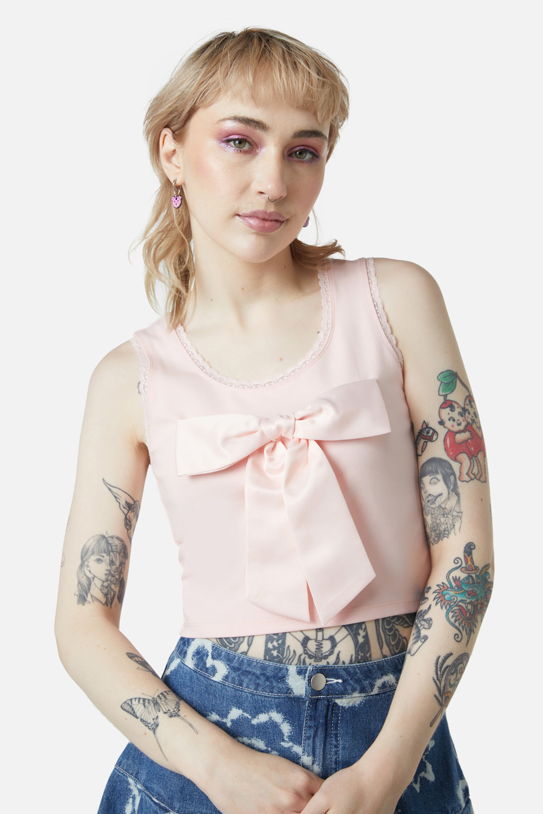 Dangerfield - Edie Bow Tank - pink