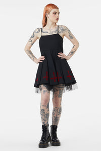 Dangerfield - Hail Lilith Flocked Hem Bustier Dress - black
