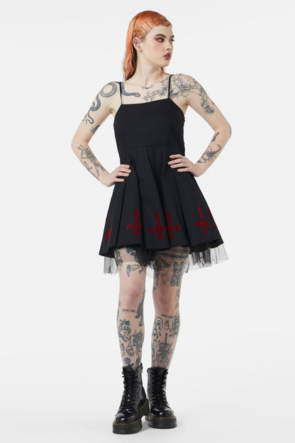 Dangerfield - Hail Lilith Flocked Hem Bustier Dress - black