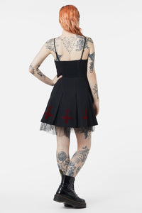 Dangerfield - Hail Lilith Flocked Hem Bustier Dress - black