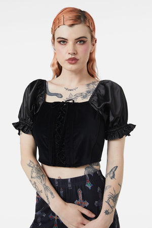 Dangerfield - Boudoir Maid Velvet Corset - black