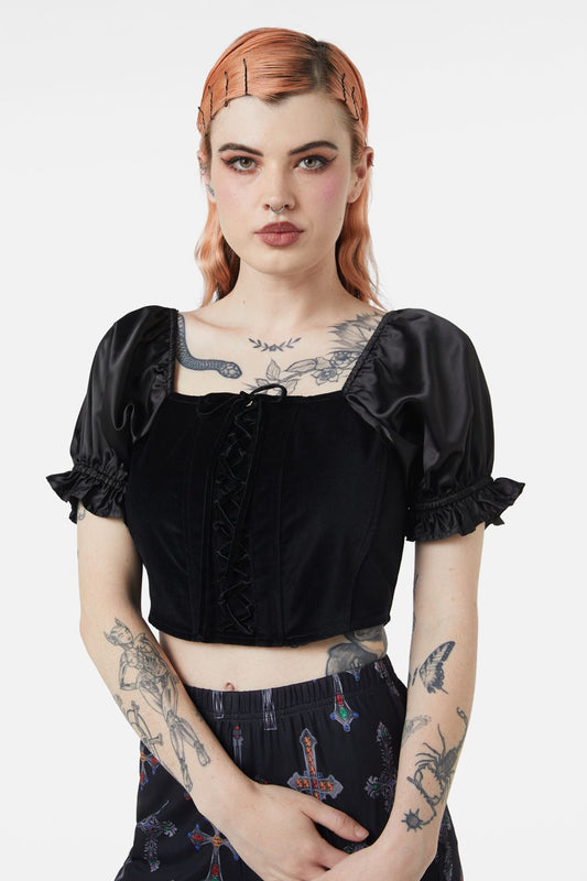 Dangerfield - Boudoir Maid Velvet Corset - black