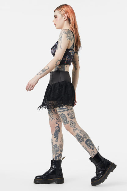 Dangerfield - Boudoir Satin Lace Skort - black
